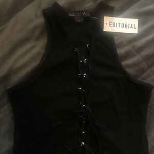 Lace Up Black Bodysuit